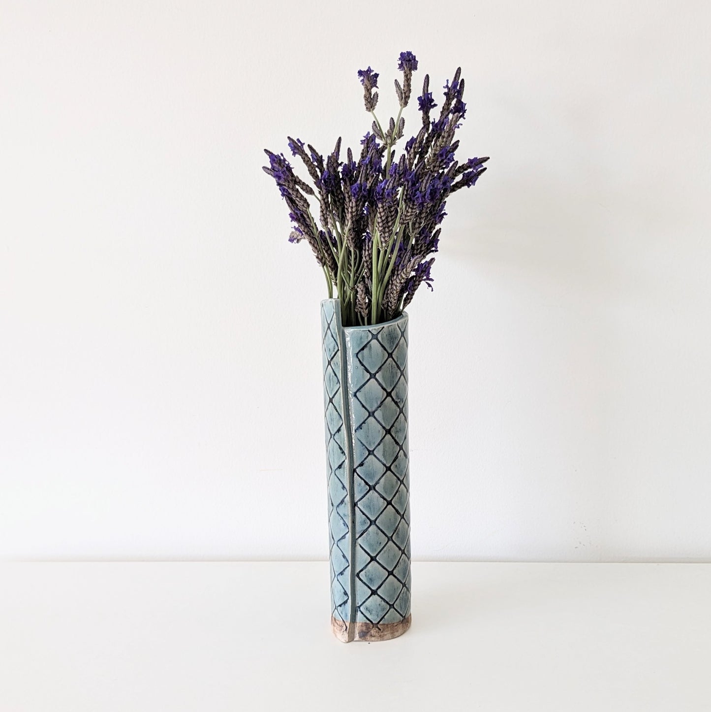 The Quilted Vase in Sky Blue