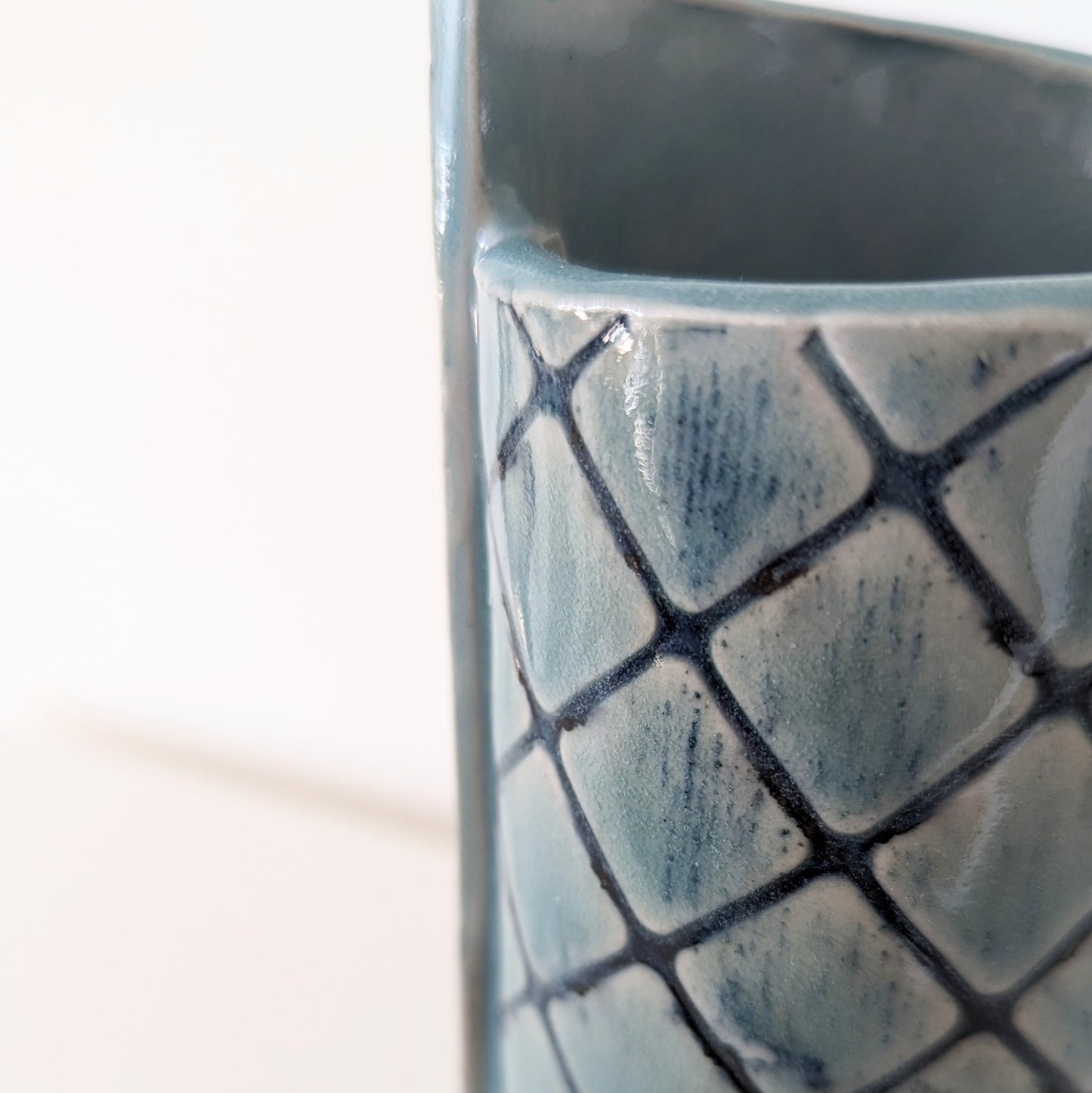 The Quilted Vase in Sky Blue