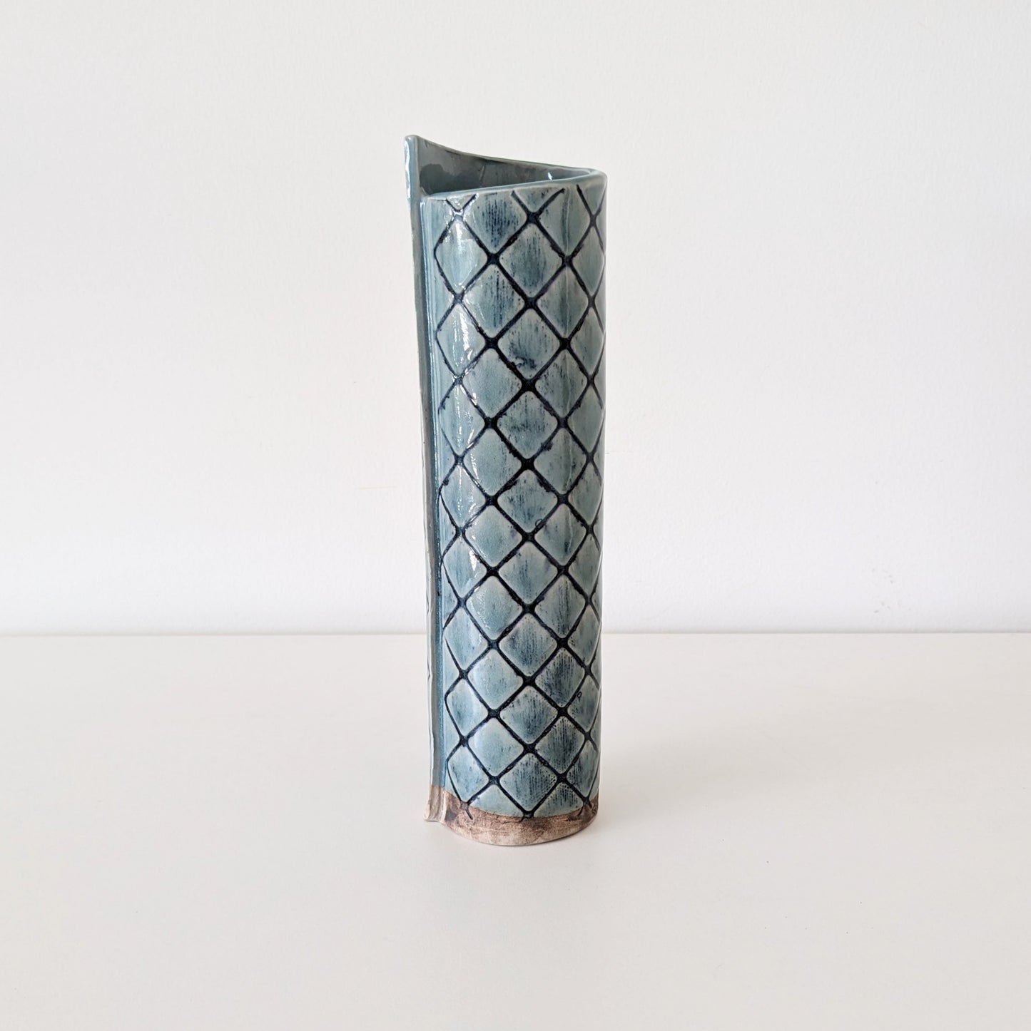 The Quilted Vase in Sky Blue